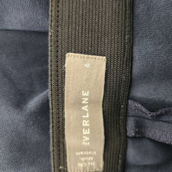 Everlane The Side-Zip Stretch Cotton Pants Navy Blue Size 6 Pull On Trousers - Picture 11 of 12